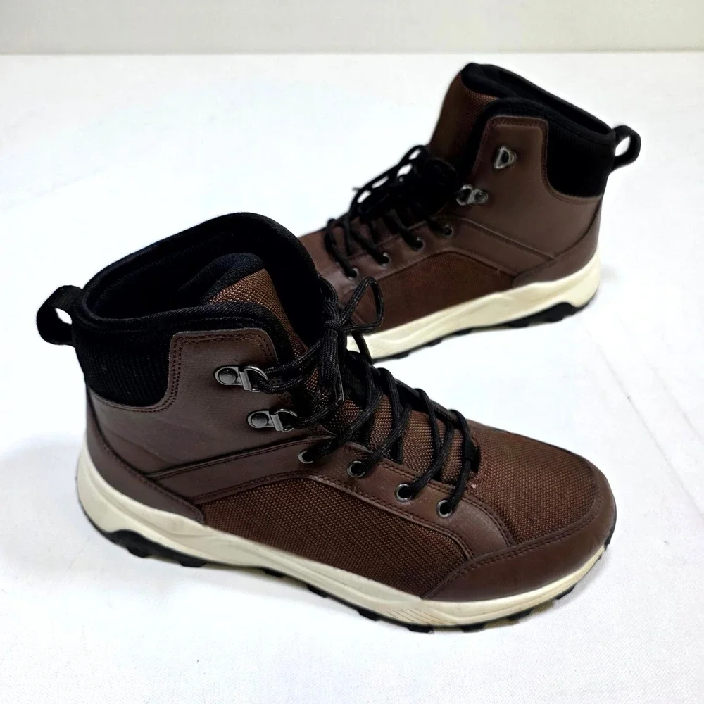 Target Hiking Boots Mens 9 Brown Mid Top Trail Outdoor Rugged Lug Sole Shoes